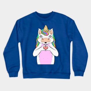 unicorn cute, funny and loving Crewneck Sweatshirt